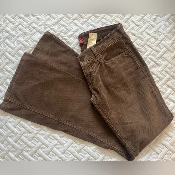 NWT Vtg RED TAG Abercrombie & Fitch Corduroy Flare Pants Y2K Deadstock Brown 2 - Picture 1 of 13